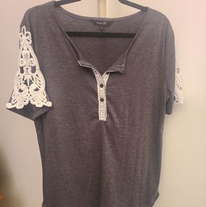 Henley with lace accents